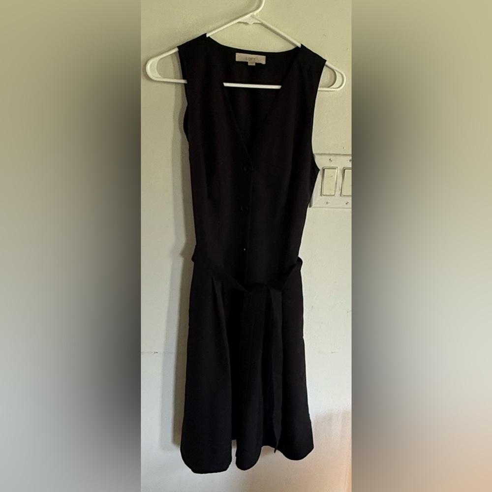Ann Taylor Loft Black Sleeveless Button Down Dress Women's 4 - Picture 2 of 9